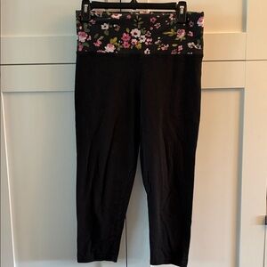 Victoria’s Secret Black Leggings with Floral Waistband